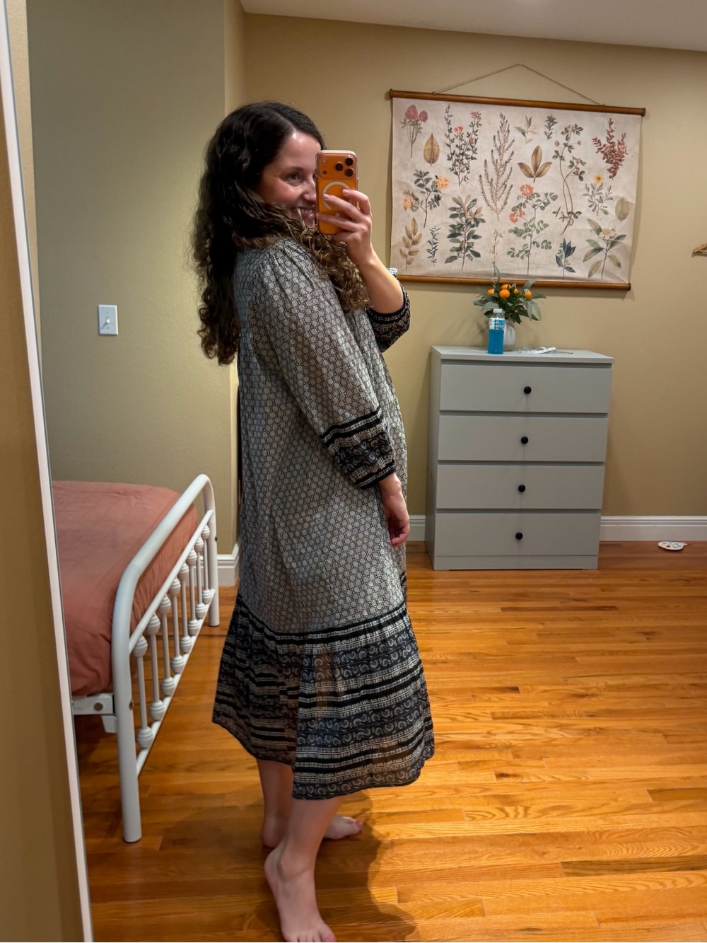 Anthropologie Anna SUI Black & White Patterned Maxi Dress Boho Cotton Large - Picture 3 of 12